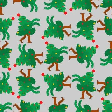 Christmas tree Zombie pattern seamless. Xmas and New Year vector background イラスト素材