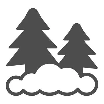 Christmas trees and snowdrift solid icon, Winter season concept, Pine trees sign Stock Illustration