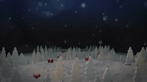 Christmas Trees and Snowflakes falling Stock Footage 239018835