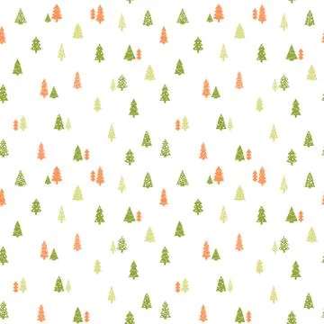 Christmas trees background - simple seamless vector texture. Gift wrapping pa Illustrazione stock