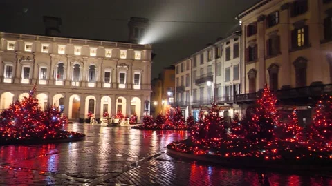 Christmas trees in Bergamo alta Stock Footage 144466877