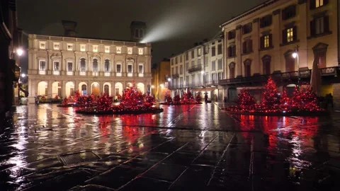 Christmas trees in Bergamo alta Stock Footage 144469166