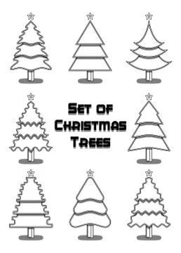 Christmas Trees Contour Stock Illustration