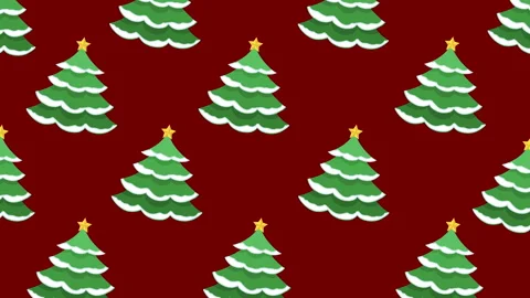 Christmas trees with decorative socks motion pattern on red background. Stock Footage 166228146