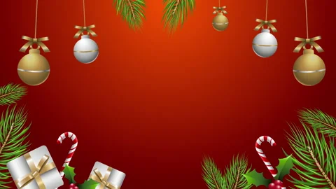 Christmas trees with decorative socks motion pattern on red background. Stock Footage 166228426