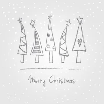 Christmas trees doodle Illustrazione stock