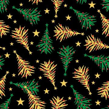 Christmas trees festive pattern design Stock Illustration