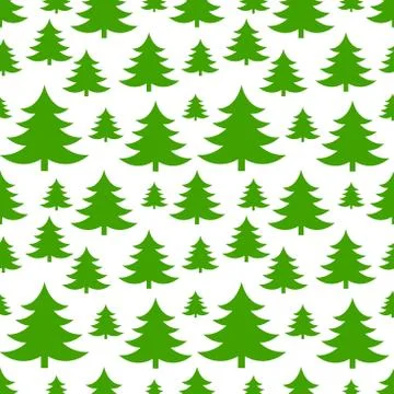Christmas trees green seamless pattern.Vector illustration Stock Illustration