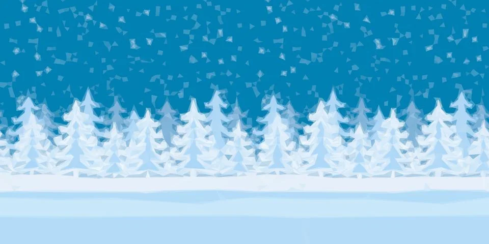 Christmas Trees, Low Poly Stock Illustration