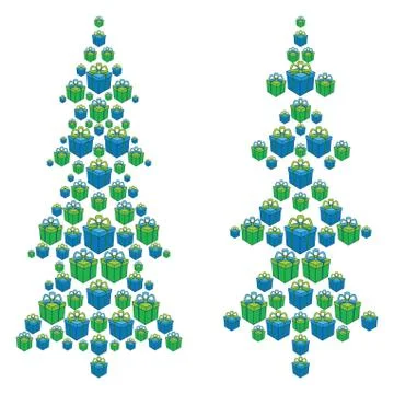 Christmas trees made up of gift boxes Stock Illustration