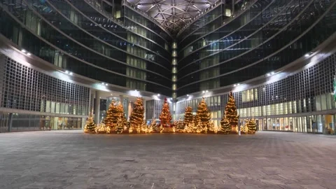 Christmas trees in Milan Stock Footage 145410302