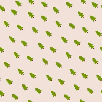 Christmas trees pattern in cartoon style on light background Stock Illustration