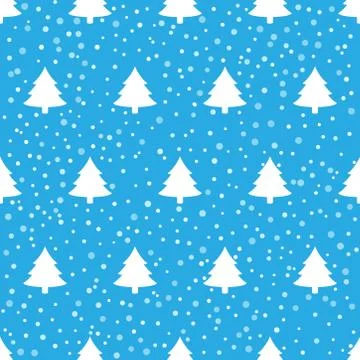 Christmas trees pattern with snowflakes Stock Illustration