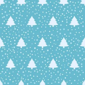 Christmas trees pattern with snowflakes Stock Illustration
