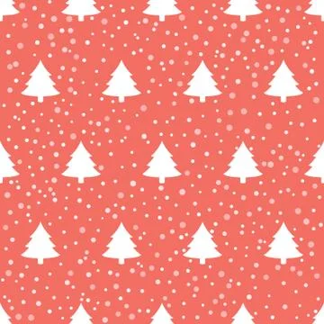 Christmas trees pattern with snowflakes Stock Illustration