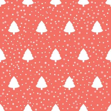 Christmas trees pattern with snowflakes Stock Illustration