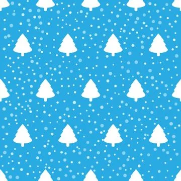 Christmas trees pattern with snowflakes Stock Illustration