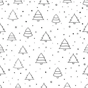 Christmas trees pattern with snowflakes Stock Illustration