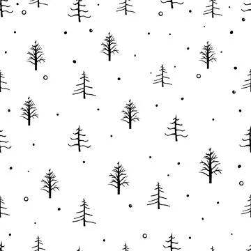 Christmas trees pattern with snowflakes Stock Illustration