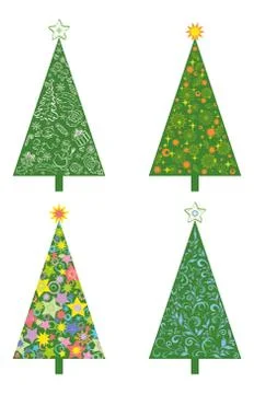 Christmas trees with patterns Stock Illustration