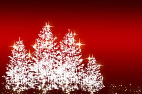 Christmas trees on red background with customizable space for text. Christmas Stock Illustration