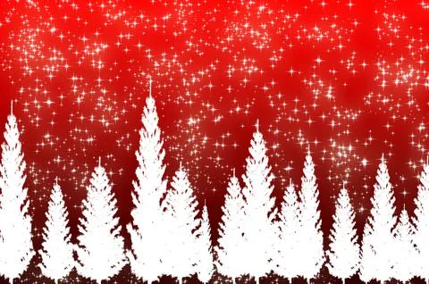 Christmas trees on red background with customizable space for text. Christmas Stock Illustration
