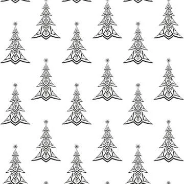 Christmas Trees, Seamless Stock Illustration