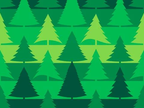Christmas trees seamless pattern. Christmas trees in a flat style in green co Stock Illustration