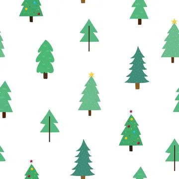 Christmas trees seamless pattern. Cute winter background. Funny xmas holiday Stock Illustration