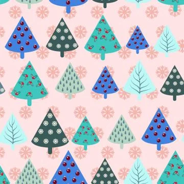 Christmas trees  seamless pattern Stock Illustration