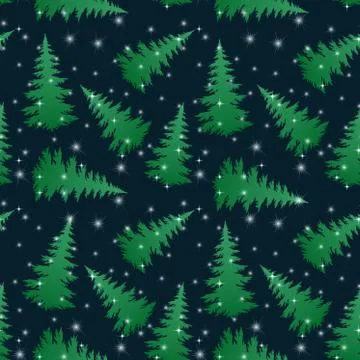 Christmas Trees, Seamless Pattern Stock Illustration