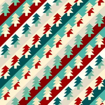 Christmas trees seamless pattern in a patchwork style. Stock Illustration