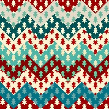 Christmas trees seamless pattern in a patchwork style. Stock Illustration