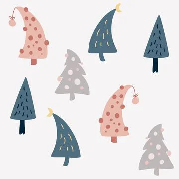 Christmas Trees seamless pattern. Scandinavian style. Holiday decoration back Stock Illustration