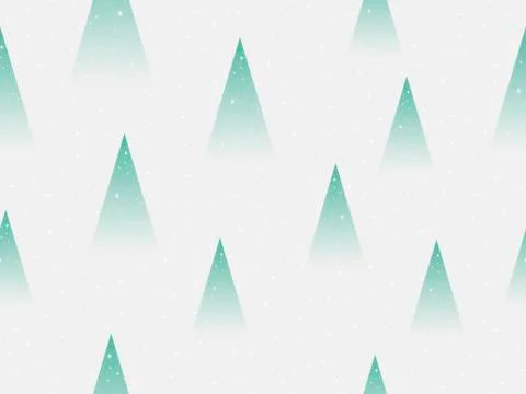 Christmas trees seamless pattern. Triangle fir tree and snowflakes, green gra 스톡 일러스트