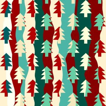 Christmas trees seamless pattern. Vector Illustration. Stock Illustration
