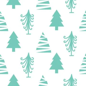 Christmas trees seamless vector pattern Stock Illustration
