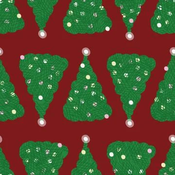 Christmas trees seamless vector pattern Stock Illustration