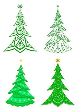 Christmas trees, set Stock Illustration