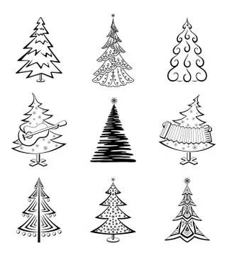 Christmas trees, set Stock Illustration