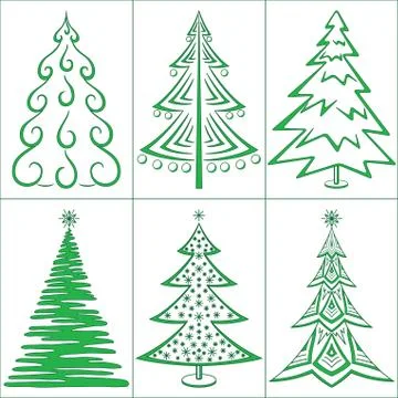 Christmas trees, set Stock Illustration