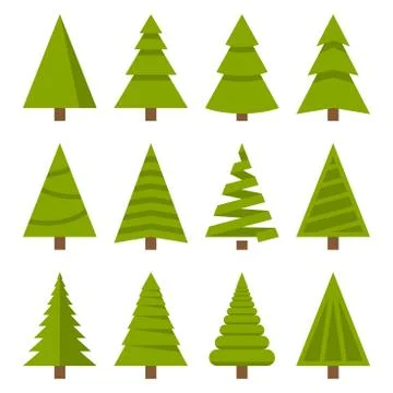 Christmas Trees Set 库存插图