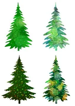 Christmas Trees, Set Stock Illustration