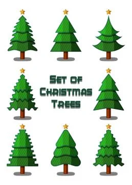 Christmas Trees Set Stock Illustration