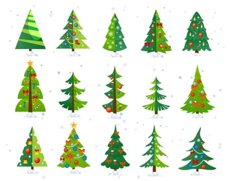 Christmas trees set isolated 스톡 일러스트