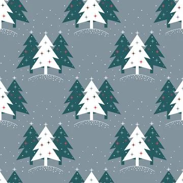 Christmas trees with snowflakes. Pattern. Card. Illustration. Stock Illustration