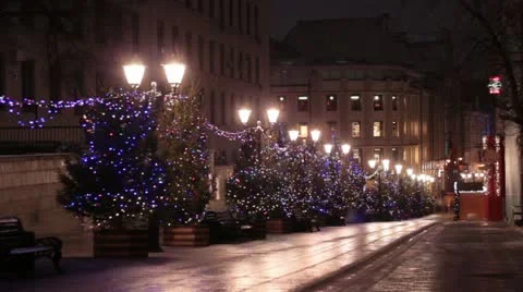 Christmas trees on the street Stock Footage 20587168