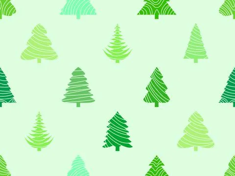 Christmas trees with striped pattern seamless pattern. Merry Christmas and Ha Stock Illustration