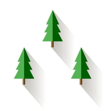 Christmas trees in vector flat design style. Fir tree icon isolated on white 스톡 일러스트