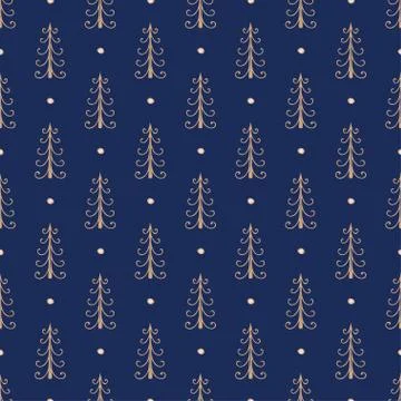 Christmas trees vintage seamless pattern Illustrazione stock